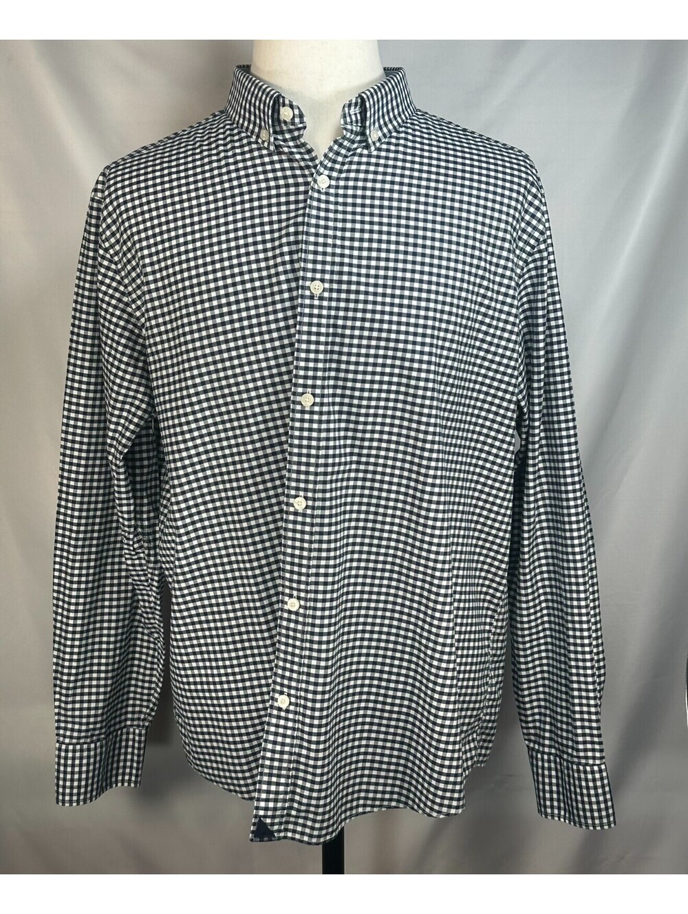Untuckit Check Slim Cotton Oxford Button Up Black Mens 2XL
